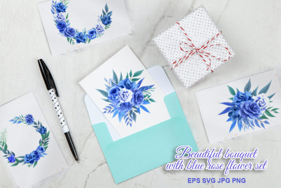 Beautiful Bouquet with Blue Rose Flower: A Versatile Graphic Design Asset for Crafts