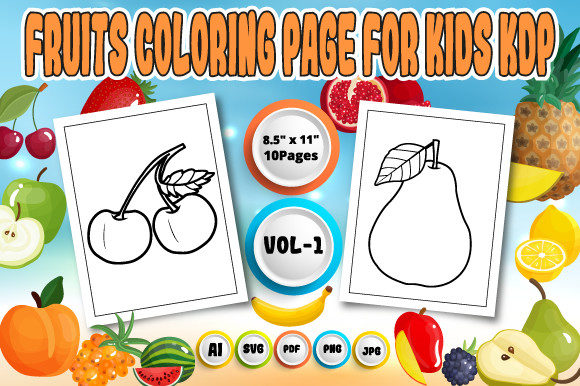 Fruits Coloring Page for Kids Vol-1 – A Practical Graphic Design Asset Review