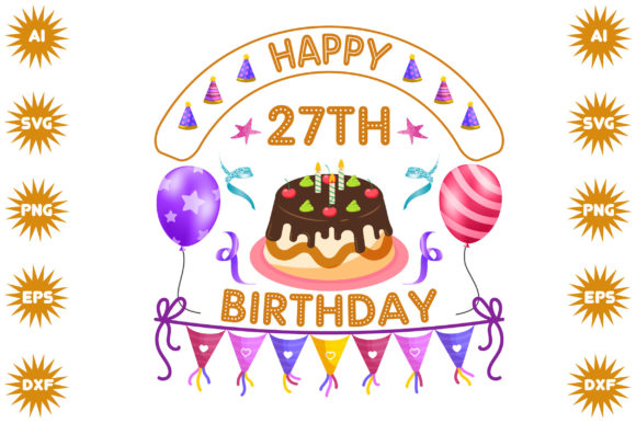 Happy 27th Birthday: A Versatile Graphic Design Asset for Branding & Crafts