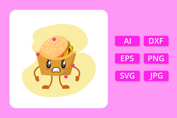 Kawaii Valentine Food Burger in Box: A Graphics Freebie for Themed Design Projects