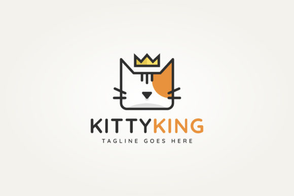 Kitty King Minimalist Flat Logo: A Versatile Design Asset for Creative Projects