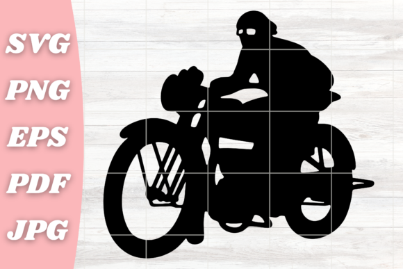 Retro Guy Riding a Motorcycle: A Versatile Graphic for Crafts and Graphics