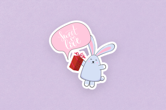 Sticker Valentine Sweet Cute Bunny: A Versatile Graphic Design Freebie for Local Businesses