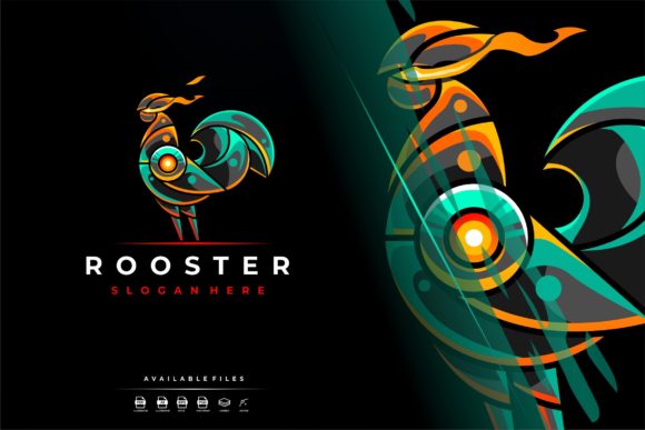 Unique Robotic Rooster Mascot Logo: A Versatile Graphic Design Freebie