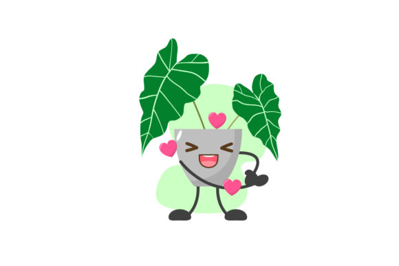 Valentine Plant in Pot Kawaii Style: A Graphics Freebie for Creative Sellers