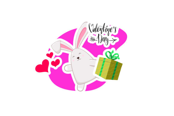 Valentine Rabbit Sticker Gift – A Graphics Freebie with Heartfelt Branding Potential