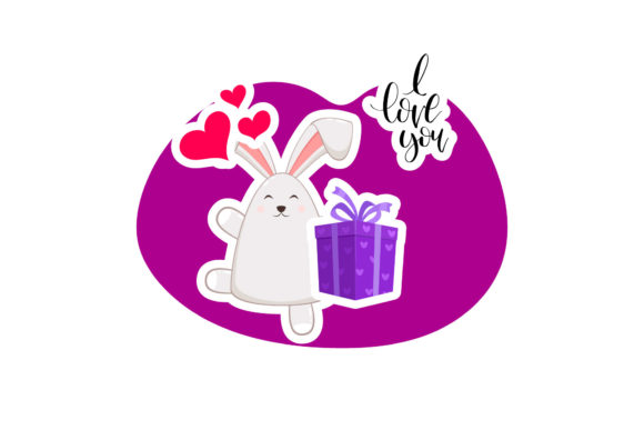 Valentine Rabbit Sticker Love Gift – A Graphic Design Freebie for Crafters