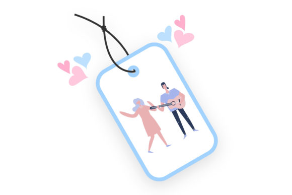 Valentine Tag Couple Playing Guitar – A Versatile Graphic Design Freebie